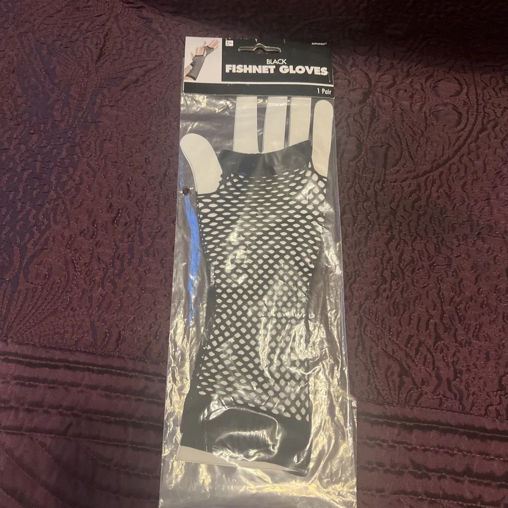 Black Fishnet Gloves Halloween Costume Accessory Dress Up Cosplay New In Package